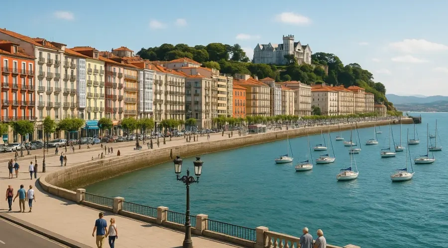 Waterkant van Santander, baai en stadsgezicht in Cantabrië, Noord-Spanje