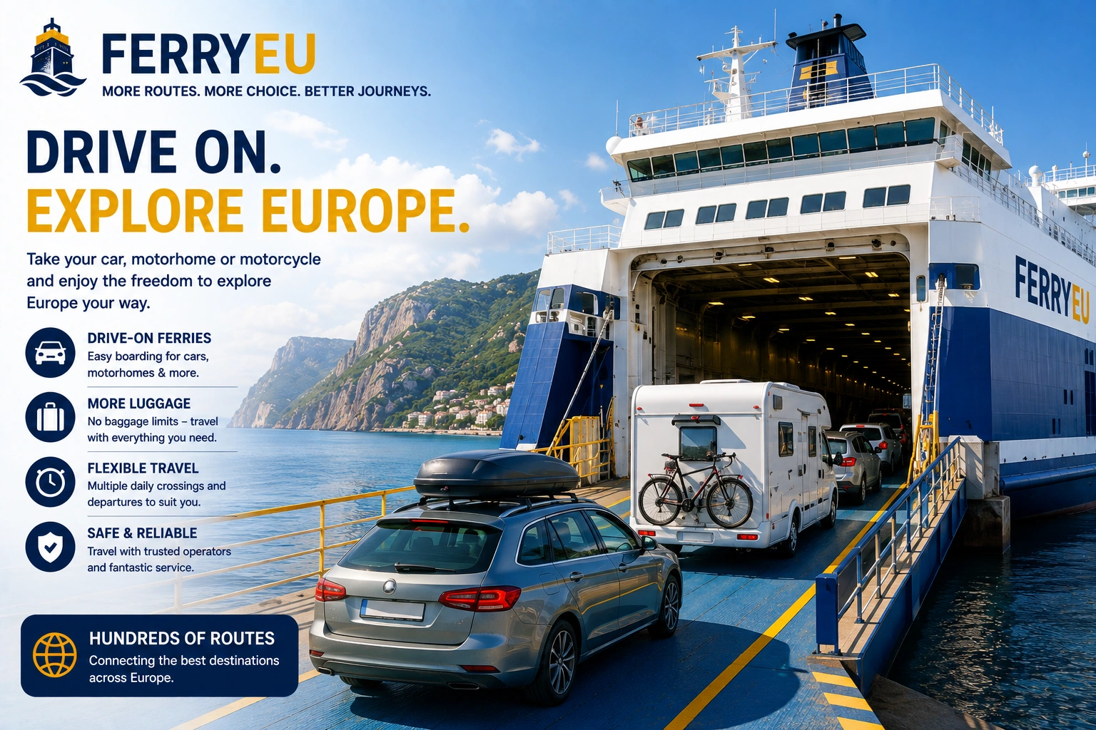 Autoveerboot die de weg opent naar een Europese autoreis