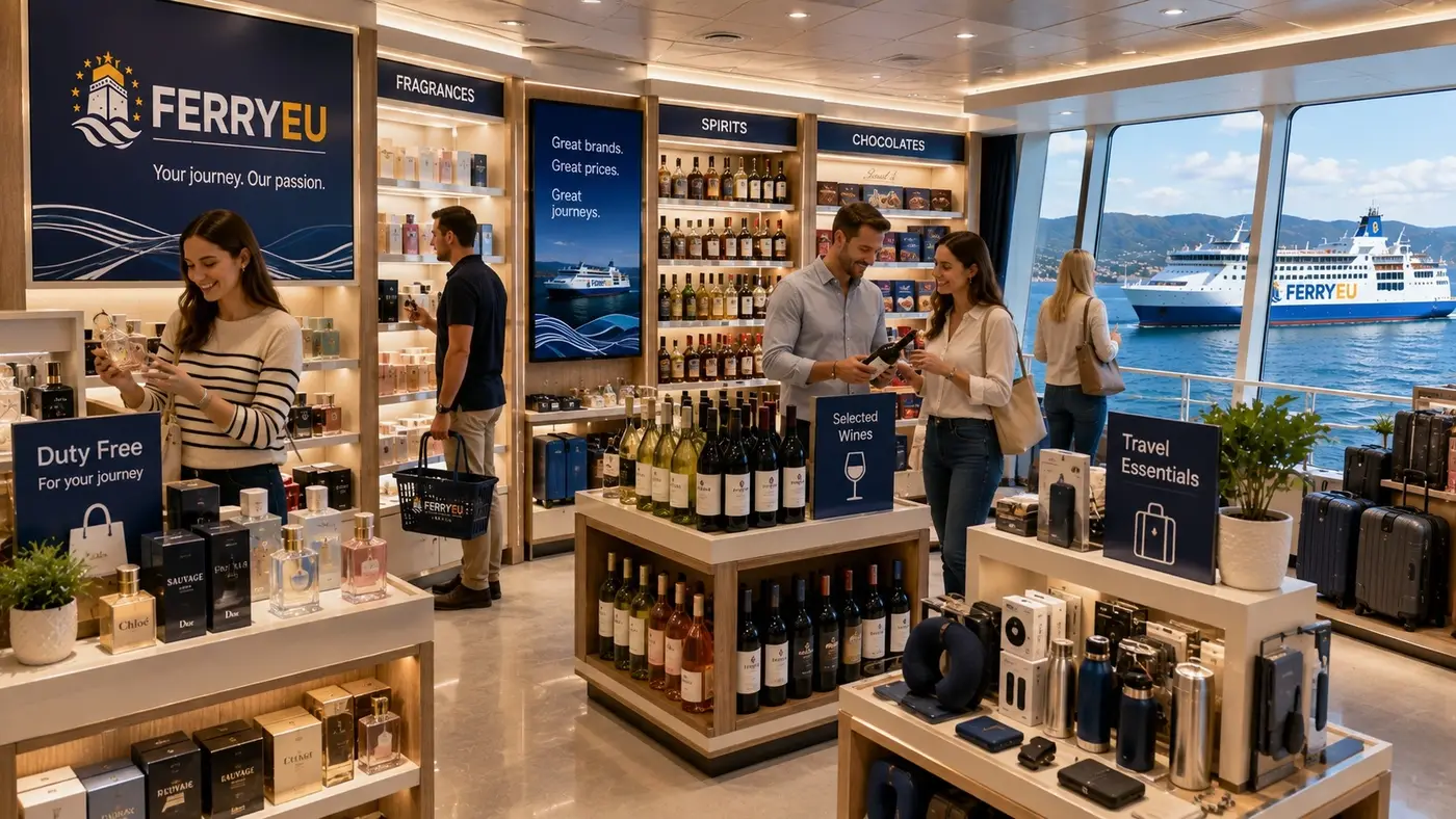 Winkel aan boord van een passagiersveerboot