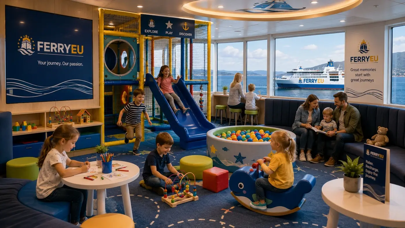Speelzone voor kinderen aan boord van een passagiersveerboot