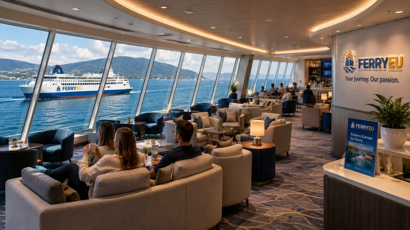Panoramische passagierslounge op een veerboot