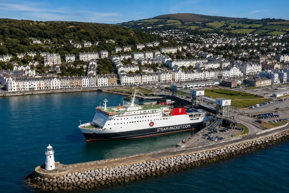 Douglas Sea Terminal en de haven op het eiland Man