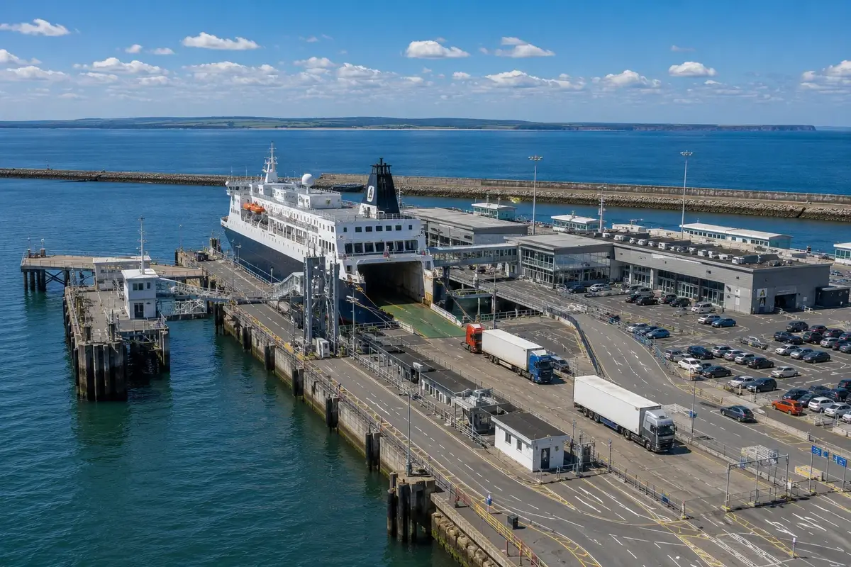 Luchtfoto van Rosslare Europort op Ierlands zuidoostkust