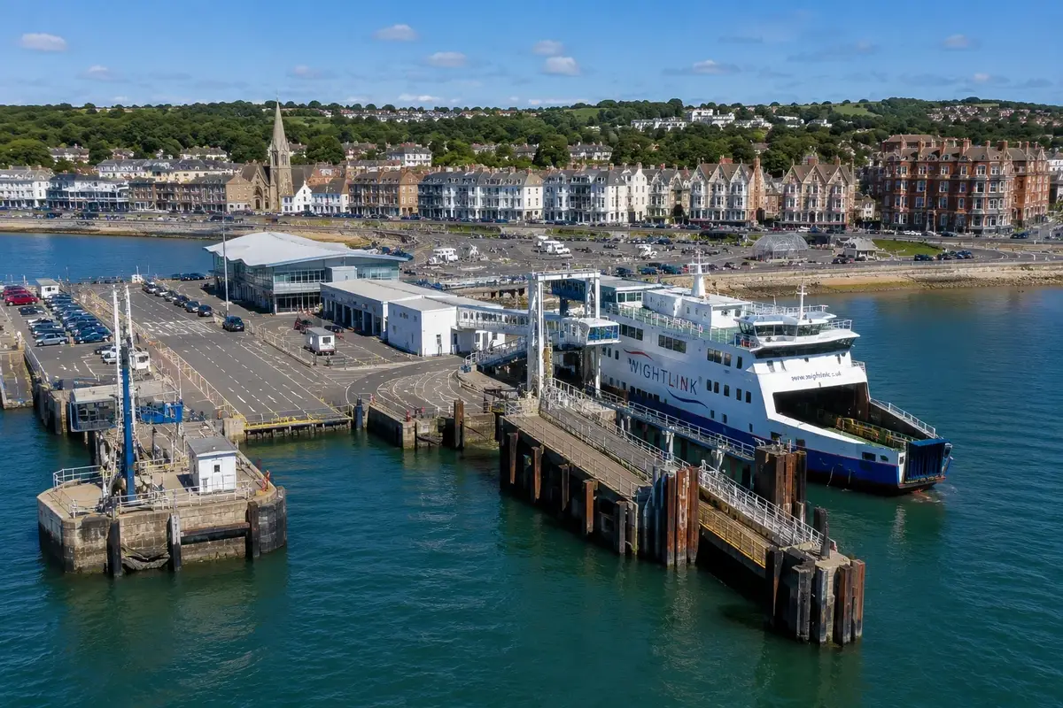 Ryde kustboulevard en passagiersveerbootzone op de Isle of Wight