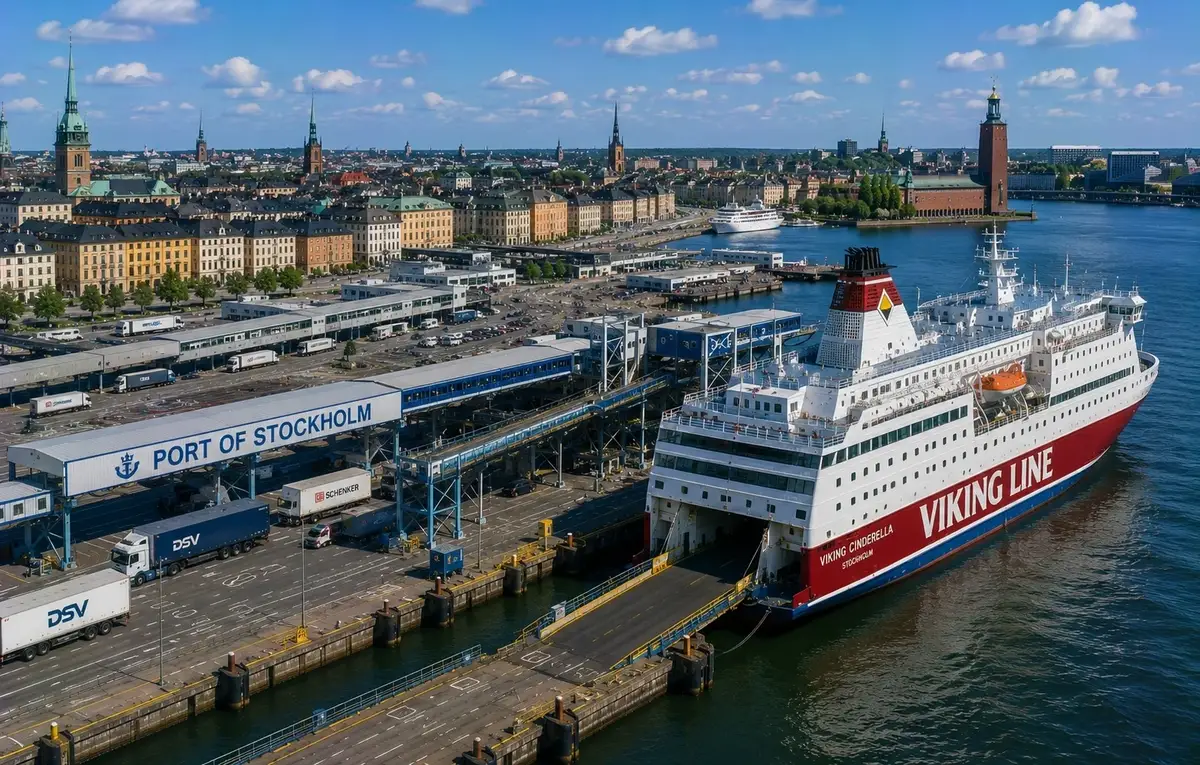 Viking Line passagiersveerboot bij de Haven van Stockholm