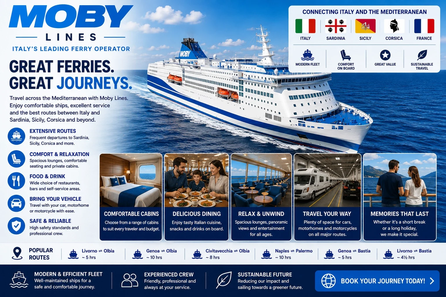 Moby Lines passagiers- en autoveerboot in de Middellandse Zee