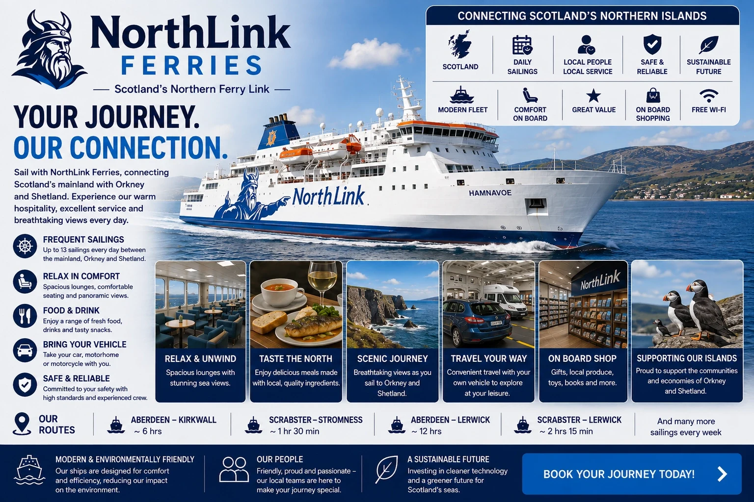 Passagiers- en autoveerboot van NorthLink Ferries in het noorden van Schotland