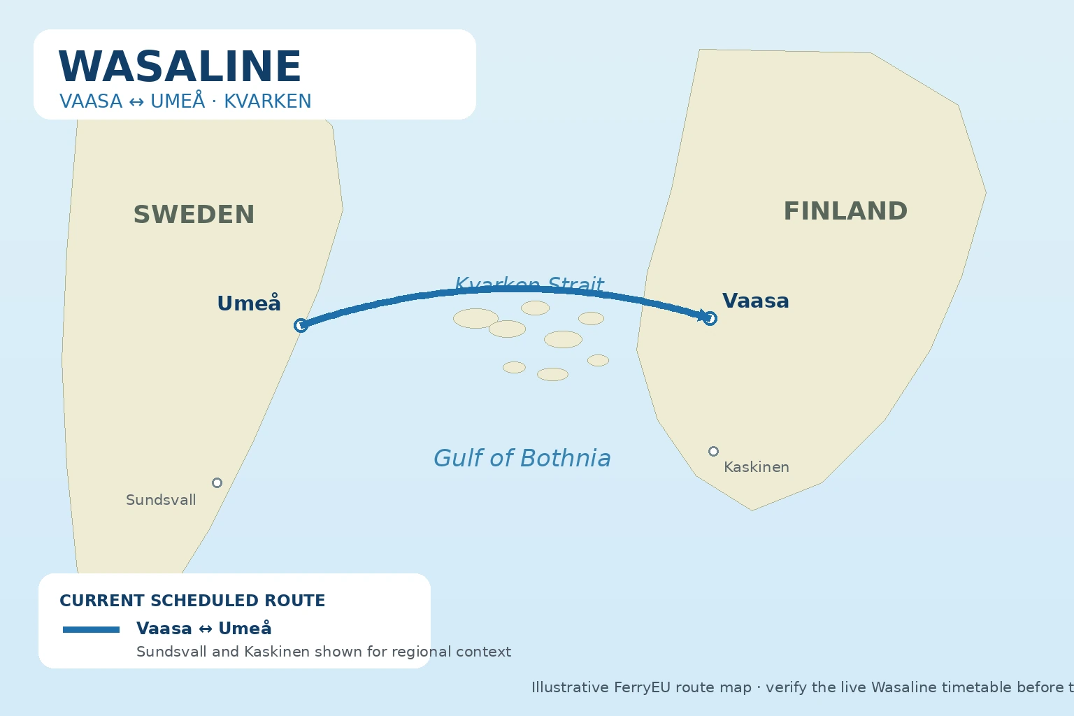 Geïllustreerde routekaart van Wasaline