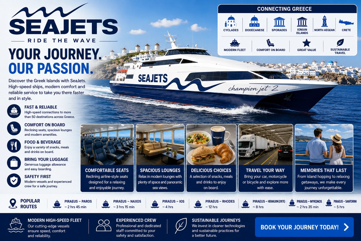 Seajets-hogesnelheidspassagiersveerboot in de Egeïsche Zee