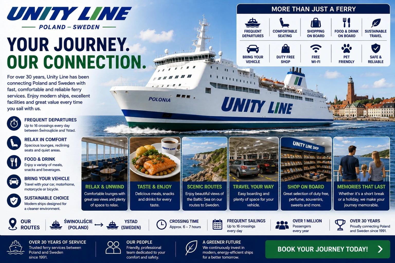 Unity Line passagiers- en autoveerbootovertocht de Oostzee