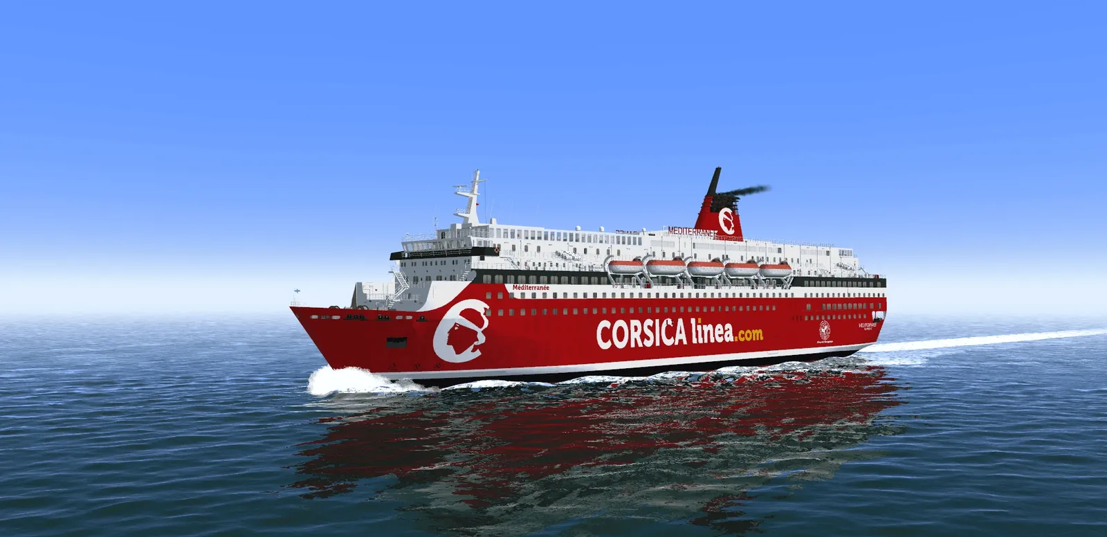 Passagiers- en voertuigveerboot van Corsica Linea voor Frankrijk en Algerije